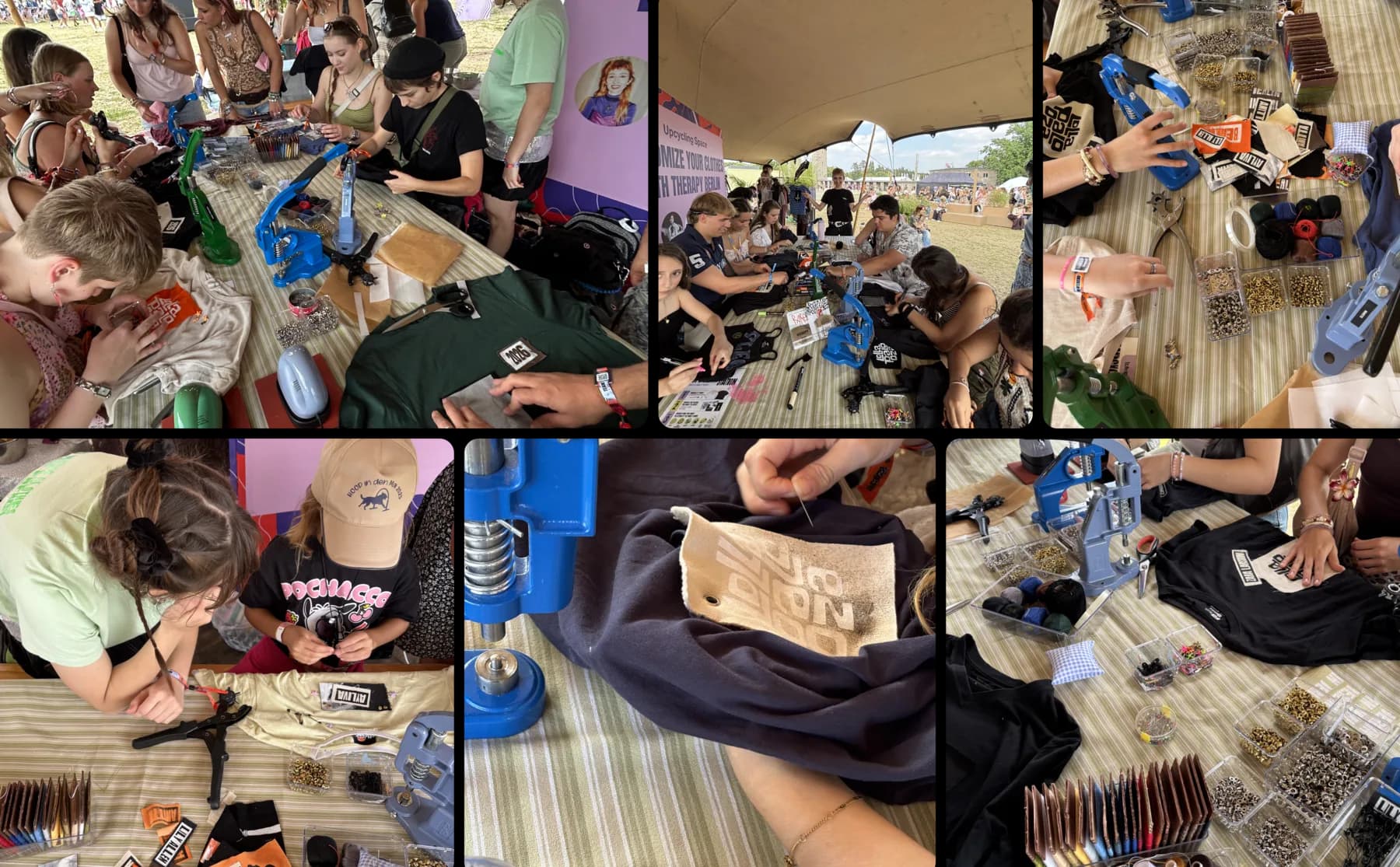 Participants creating at a Therapy textile activation